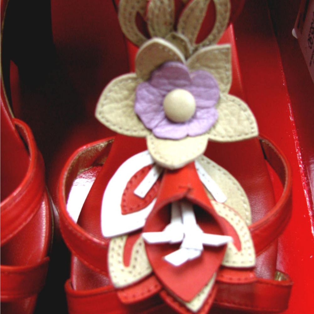 NIB COACH JEANNA VERMILION WOOD PLATFORM SANDALS 9 - Picture 3 of 8